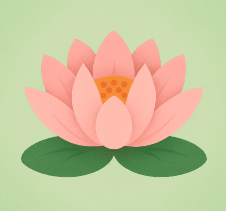 Pink lotus icon symbolizing Buddhist healing and emotional peace